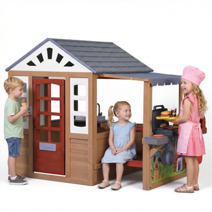 Kids Outdoor Grill Set - Outdoor Playhouse For Kids Aged 3-8,