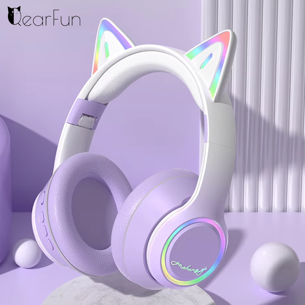 Kids Outdoor Videos - RGB Cat Ear Bluetooth Headphones For