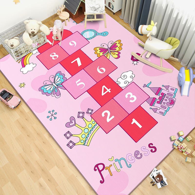 Kids Outdoor Play Table - Pink Cartoon Living Room Carpet Kids