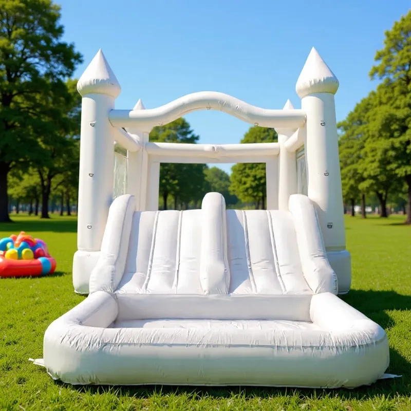 Kids Outdoor Jump House - Giant White Inflatable Bounce House With