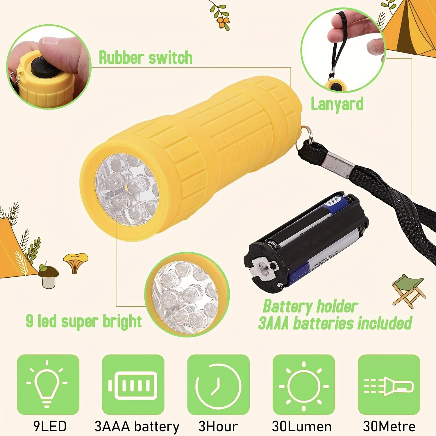Mini Portable Flashlight Nine  - đánh giá và giá Kids Outdoor Lights