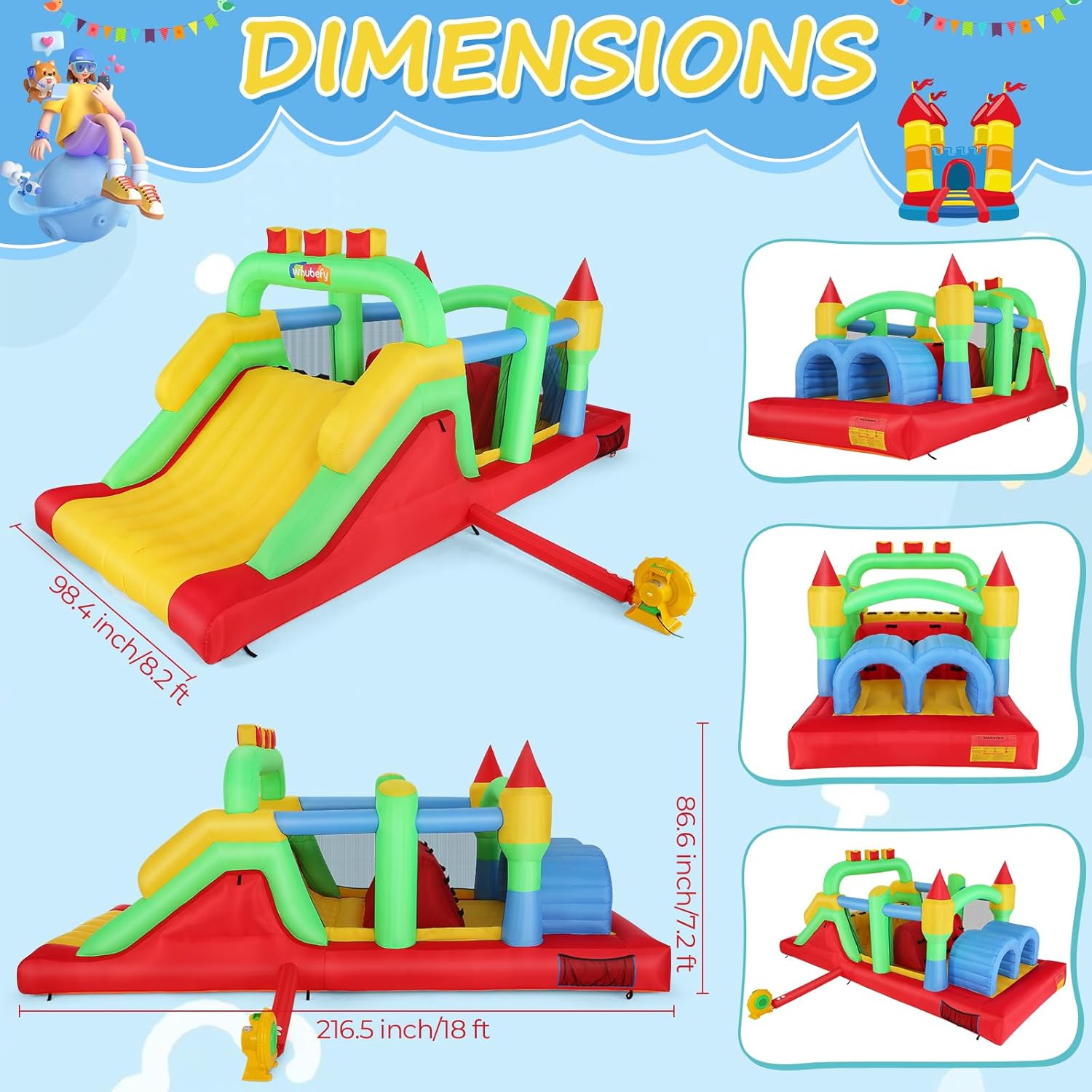 KF Inflatable Obstacle Course  - đánh giá và giá Kids Outdoor Tunnel