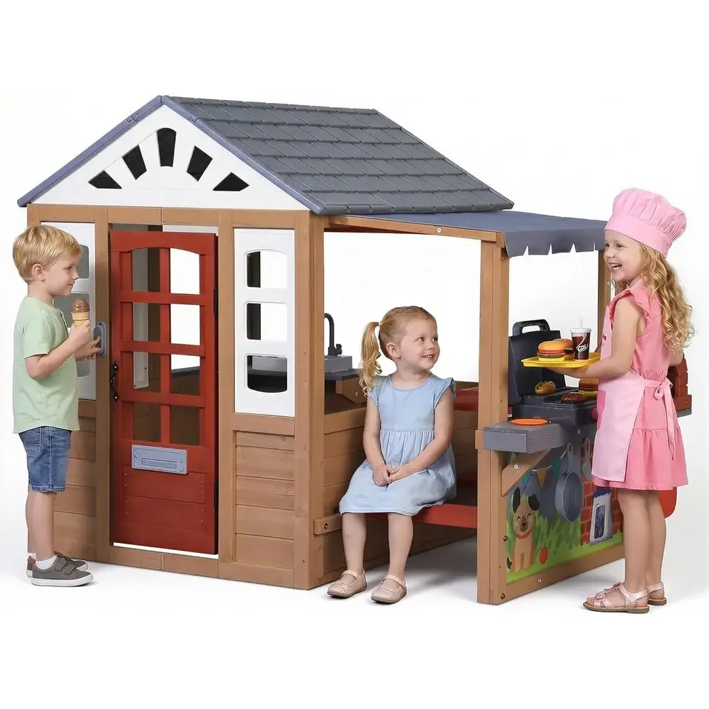 Kids Outdoor Wooden Playhouse, - đánh giá và giá Kids Outdoor Play Table