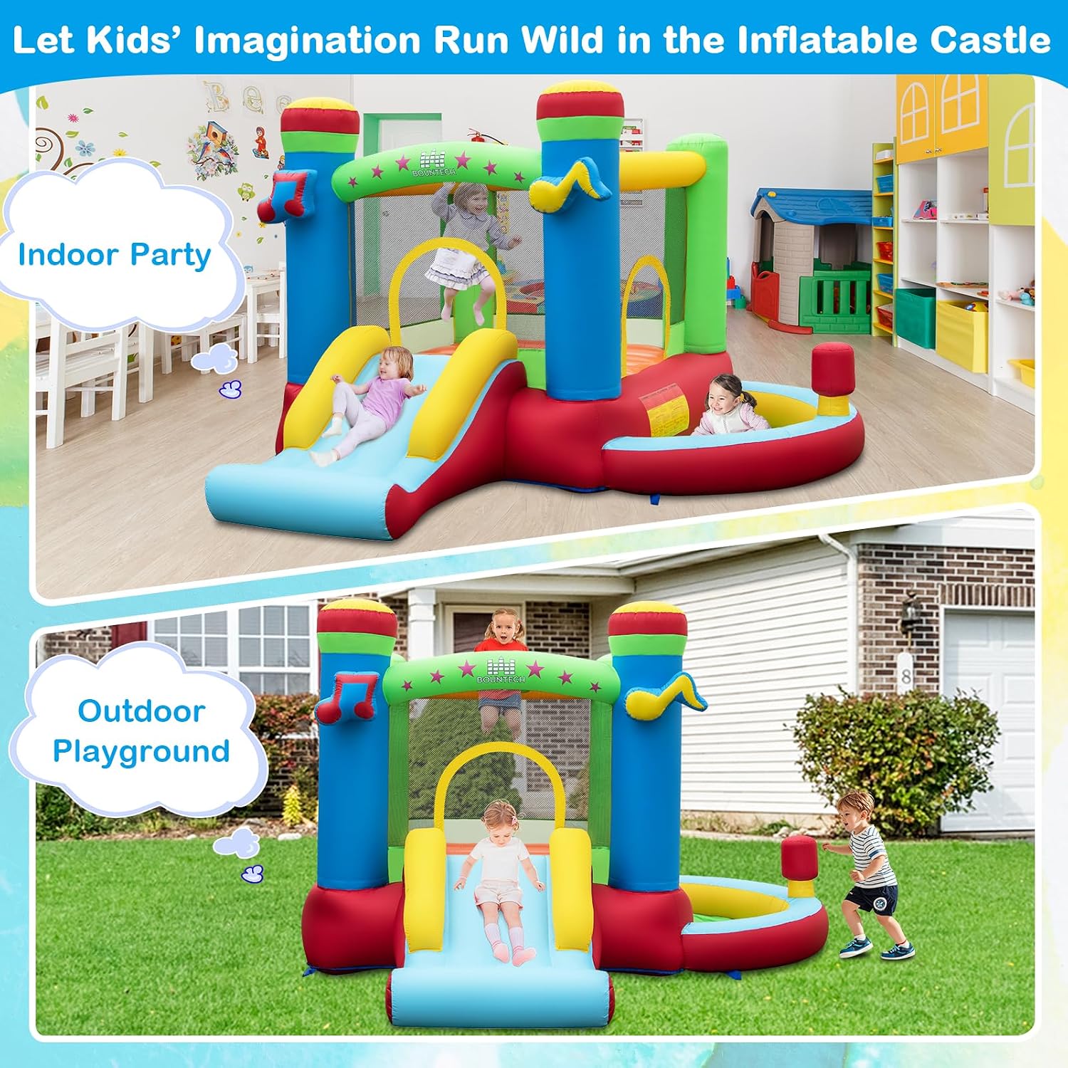 Inflatable Bounce House with B - đánh giá và giá Kids Outdoor Jump House