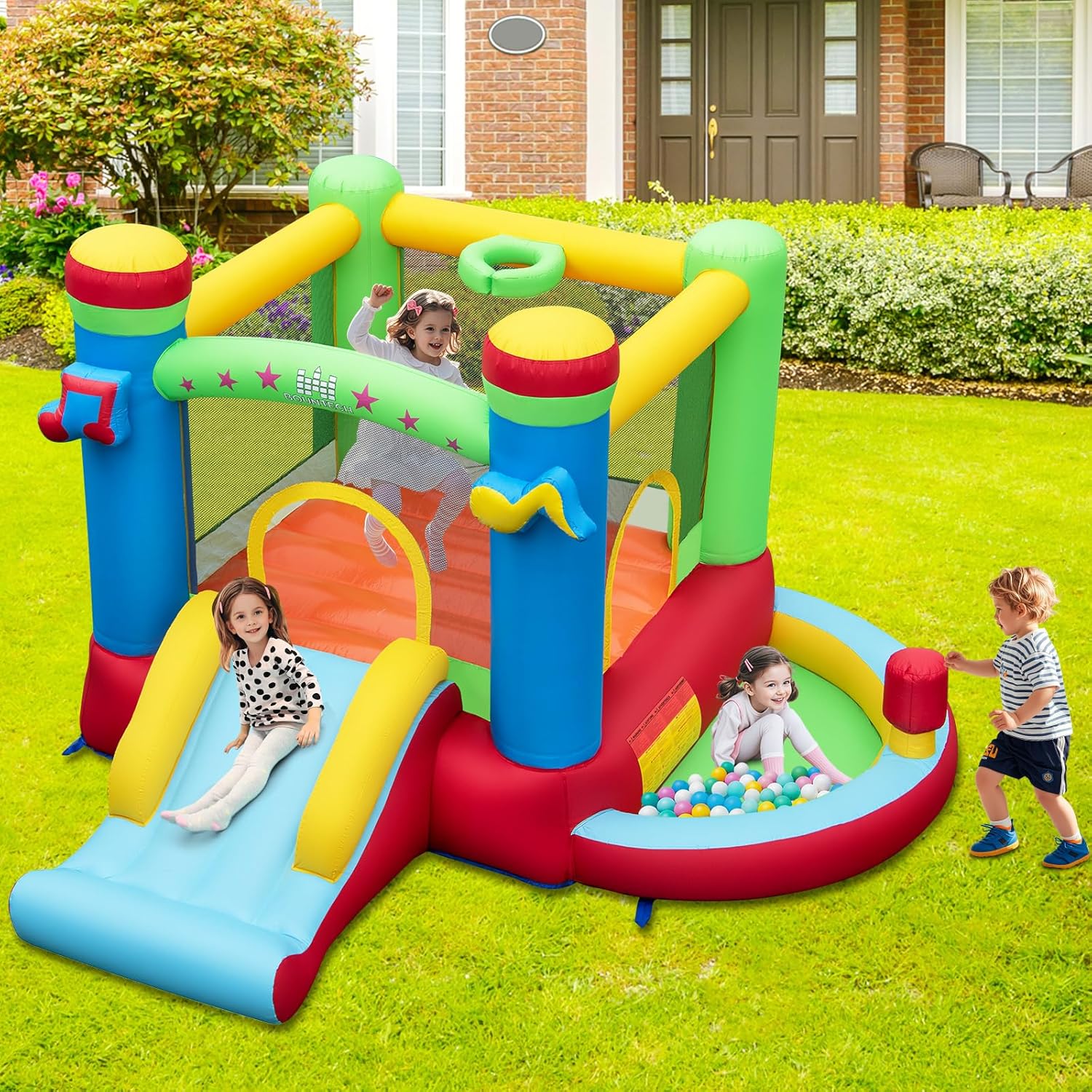 Inflatable Bounce House with B - đánh giá và giá Kids Outdoor Jump House